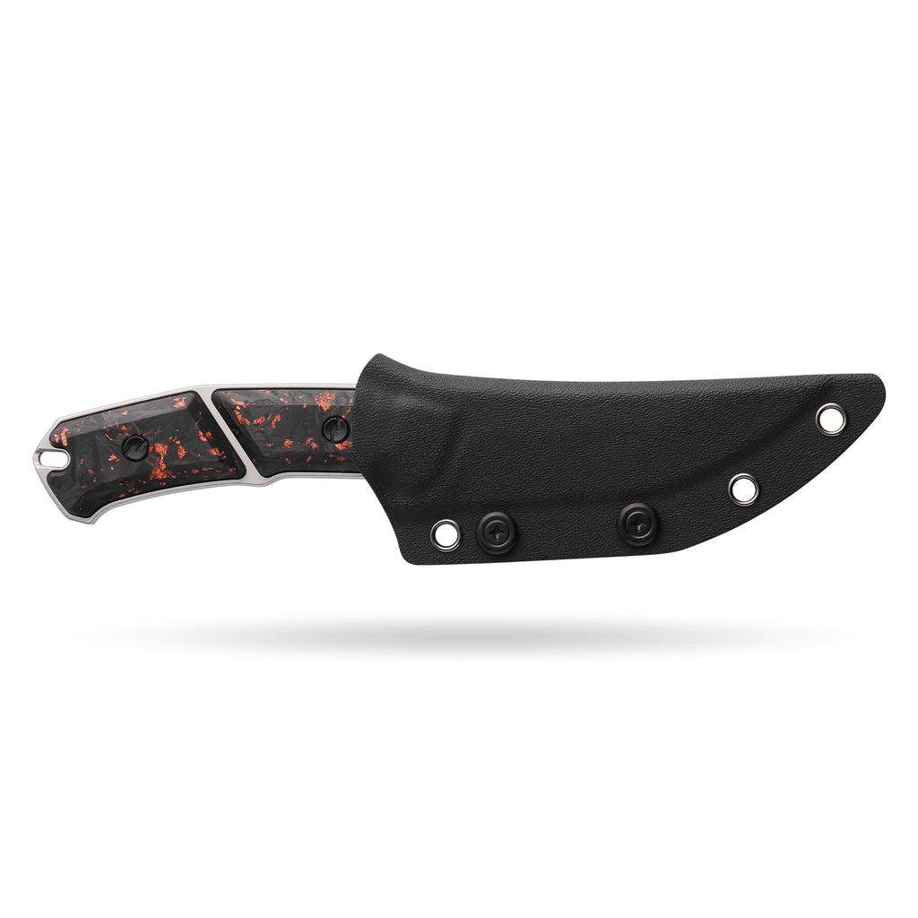 BOONEFORGE Edge Premium EDC Fixed blade knife ( 4.02'' Bead Blasted Stonewash 14C28N Blade & Golden Carbon Fiber Handle ) - FD050