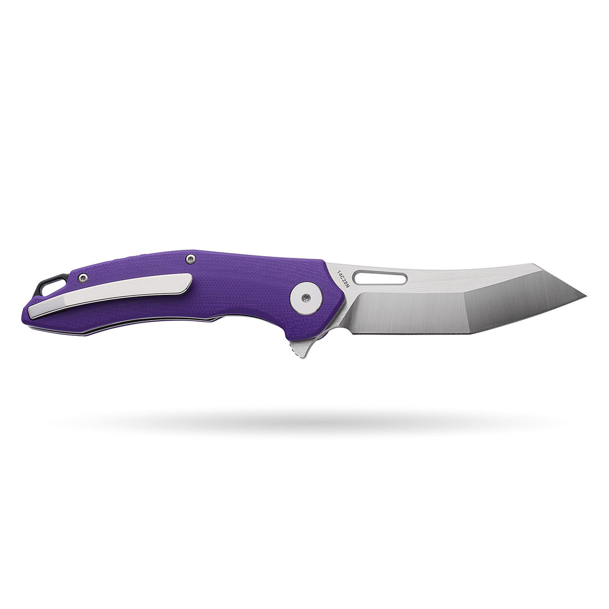 BOONEFORGE Sentinel Premium EDC Flipper & Thumb hole knife ( 3.34'' Satin 14C28N Blade & Purple G10 Handle ) - BF904