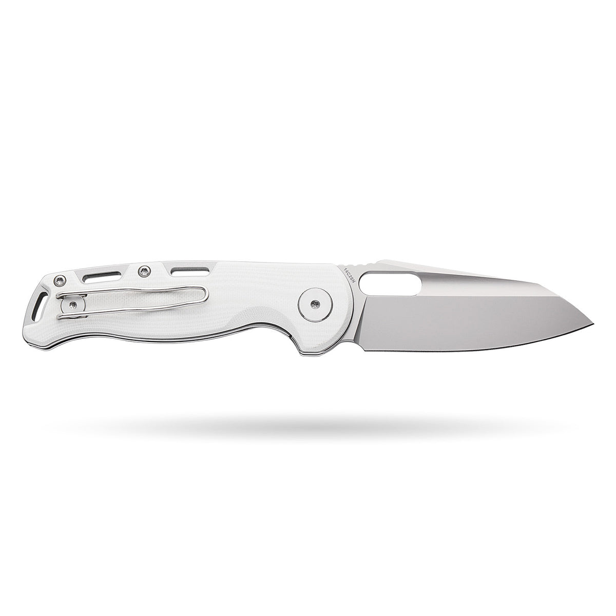 BOONEFORGE Warmark Premium EDC Manual thumb knife ( 3.33'' Bead Blasted 14C28N Blade & White G10 Handle) - BF009