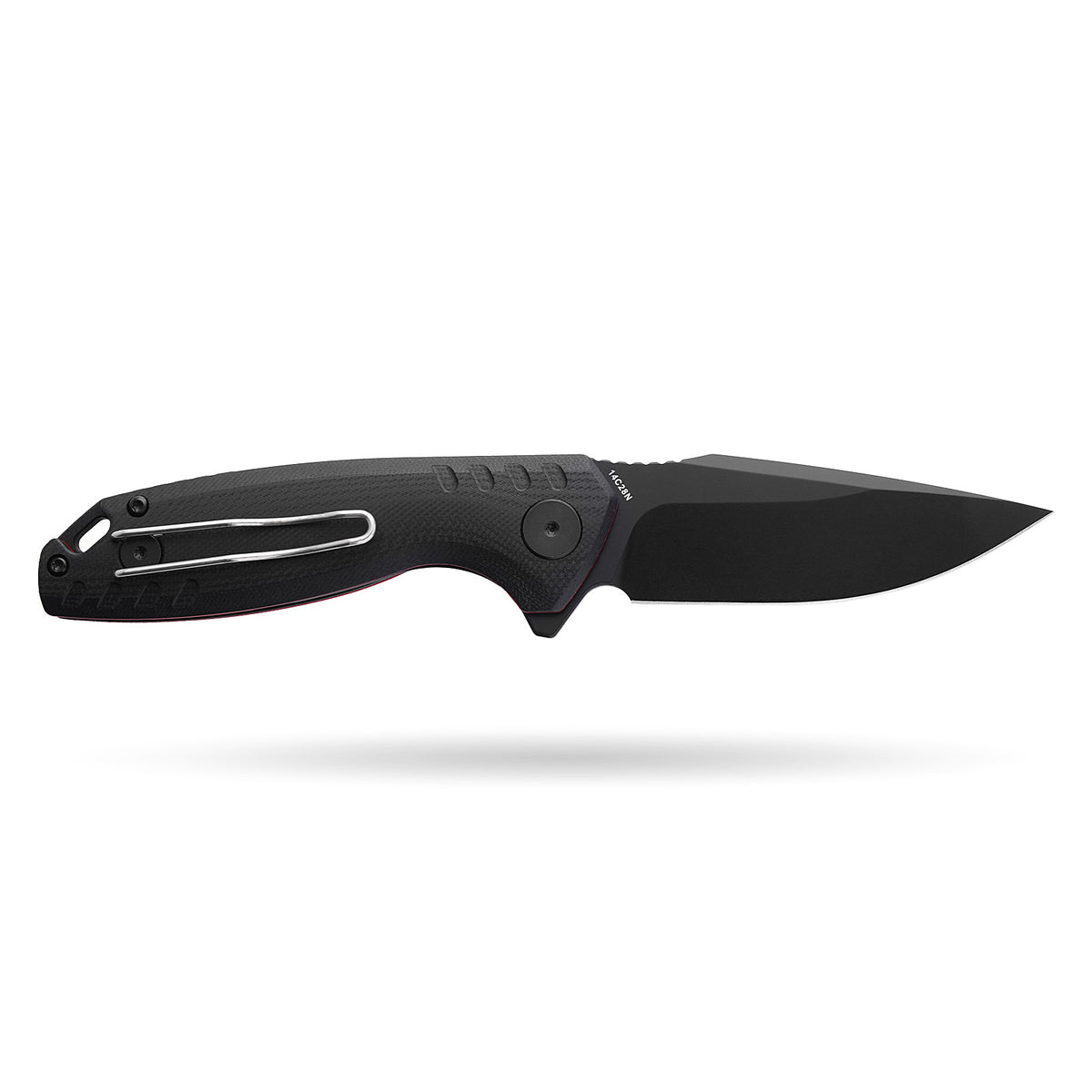 BOONEFORGE Nightvein Premium EDC Flipper knife (3.39'' Black Titanium Plated 14C28N Blade & Black G10 Handle) - BF011