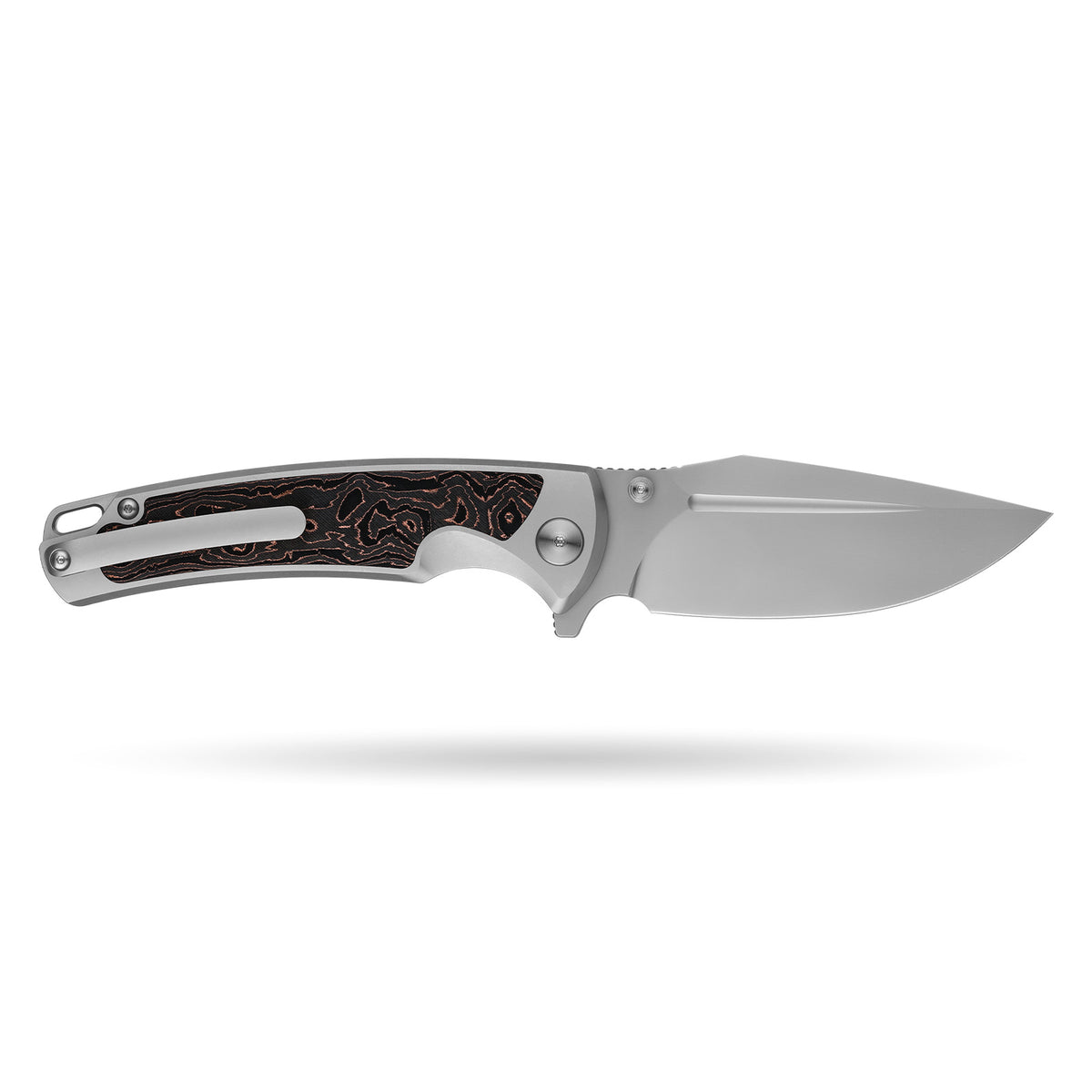 BOONEFORGE Thunderstrike Premium EDC Fliper & Thumb Stud knife( 3.75'' Bead Blasted BÖHLER M390 Blade & Grey TC4 Titanium Handle ) - BF052