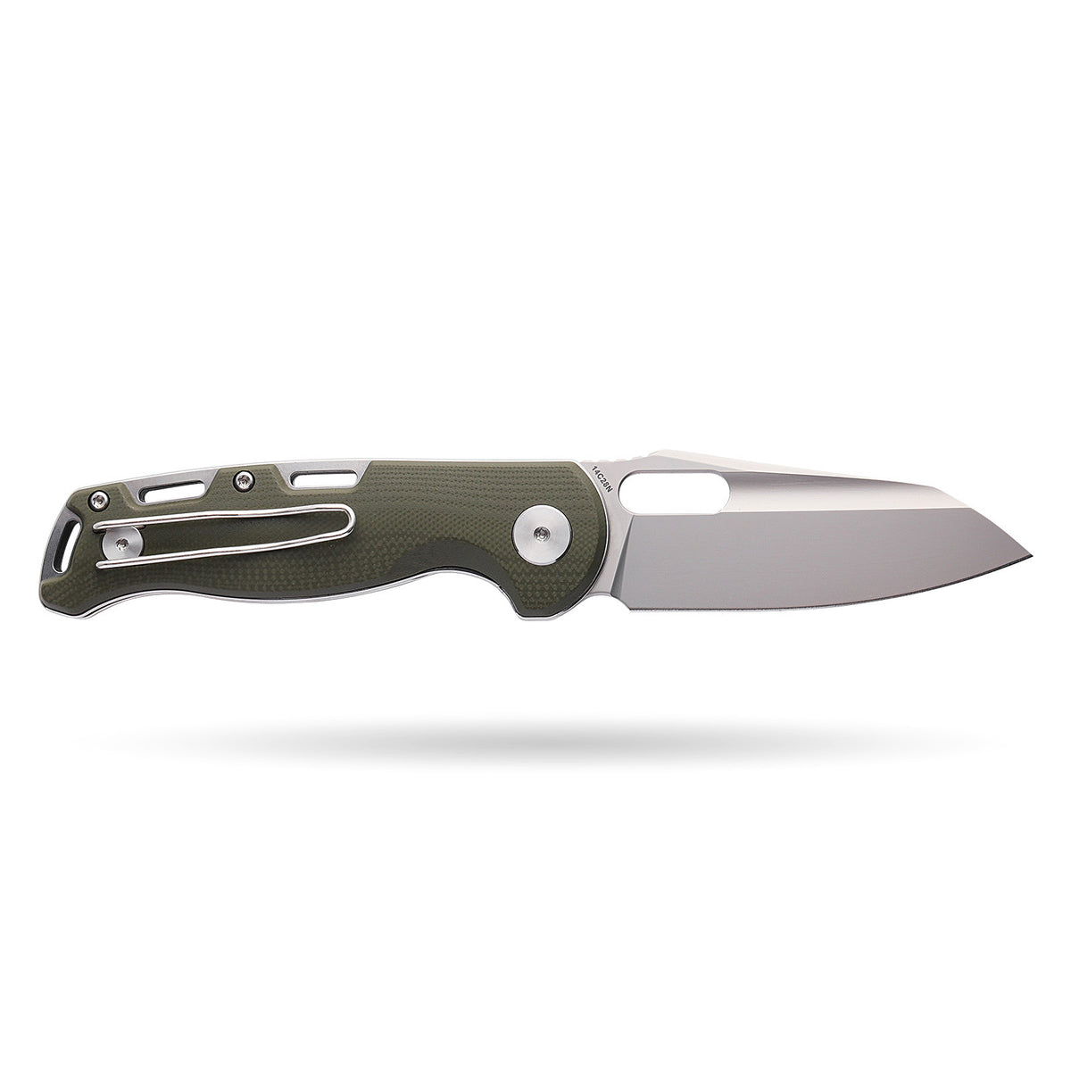 BOONEFORGE Warmark Premium EDC Manual thumb knife ( 3.33'' Bead Blasted 14C28N Blade & Army green G10 Handle) - BF009