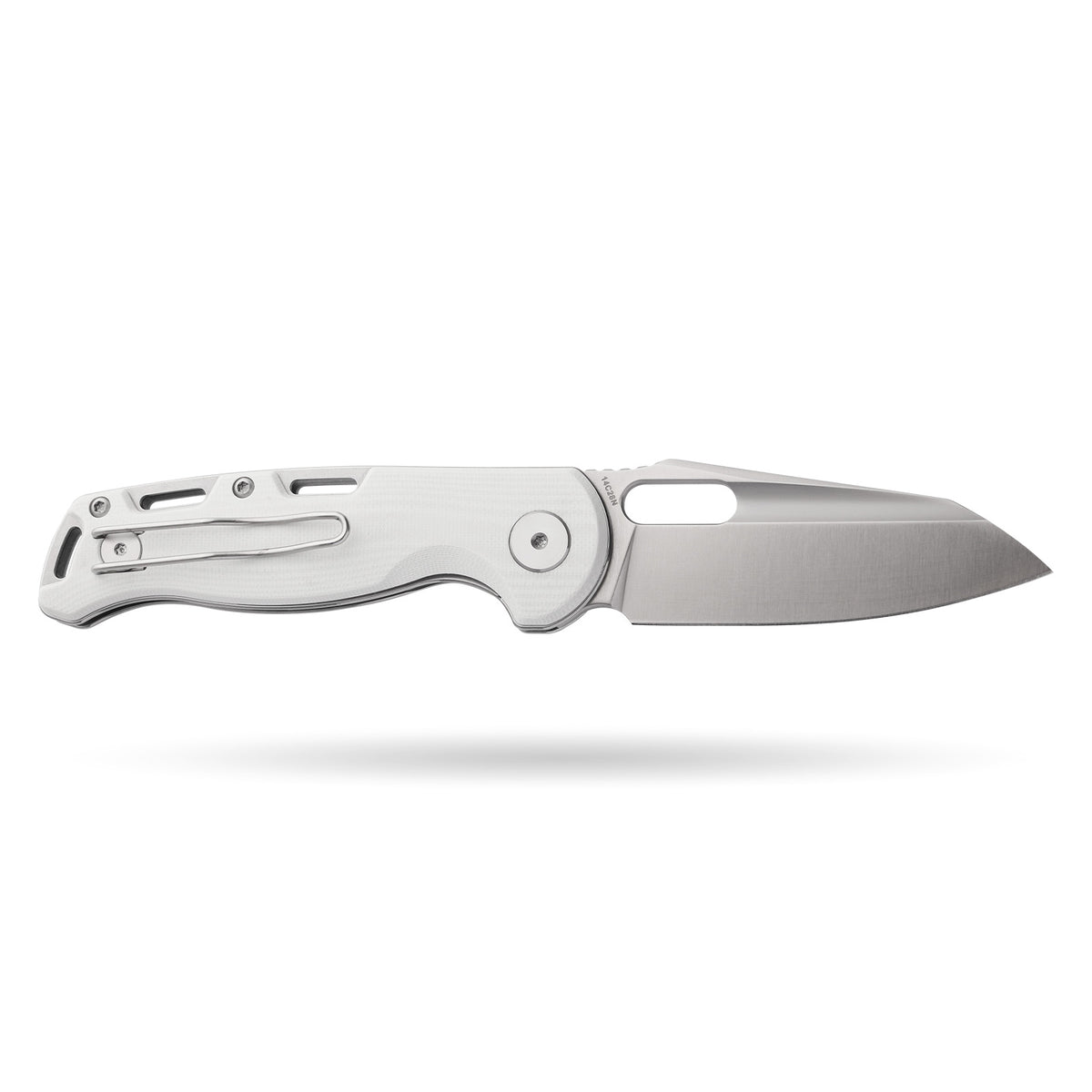 BOONEFORGE Warmark Premium EDC Manual thumb knife ( 3.33'' Satin 14C28N Blade & White G10 Handle) - BF009