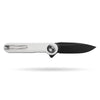 BOONEFORGE Ironjudge Premium EDC Flipper knife ( 3.39'' Black Titanium Plated 14C28N Blade & White G10 Handle ) - BF905