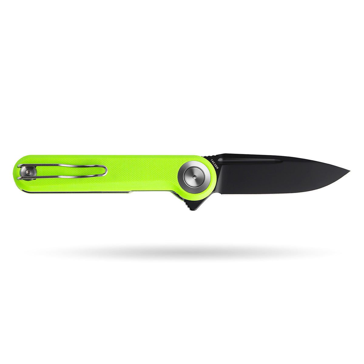 BOONEFORGE Ironjudge Premium EDC Flipper knife ( 3.39'' Black Titanium Plated 14C28N Blade & Fluorescent green G10 Handle ) - BF905