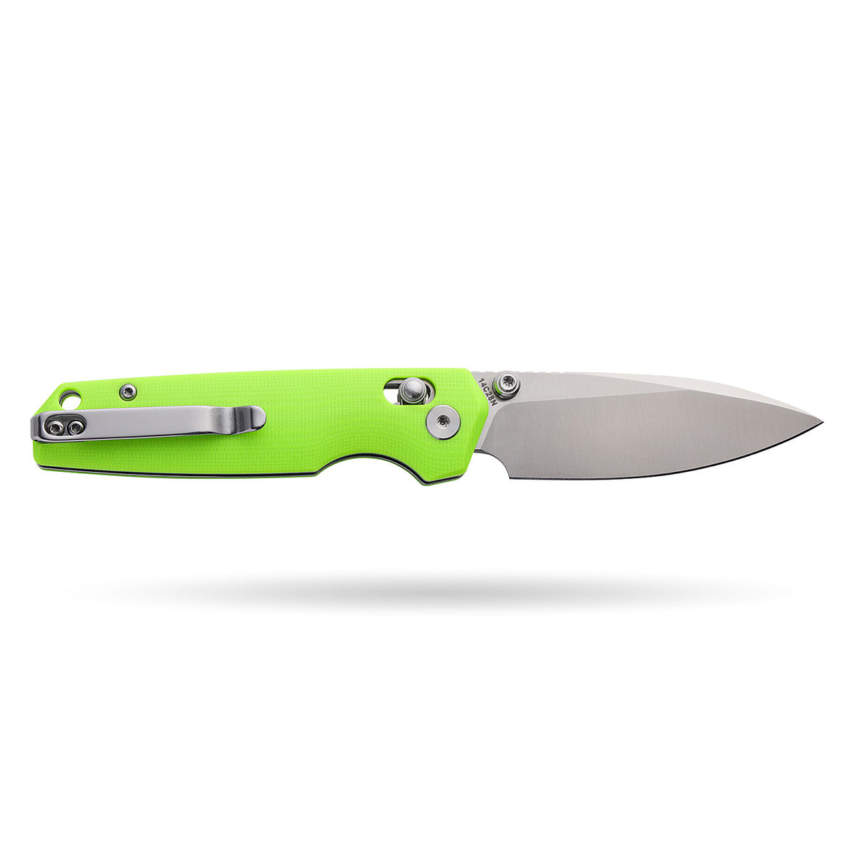 BOONEFORGE Darkedge Premium EDC Crossbar knife ( 3.05'' Satin 14C28N Blade & Fluorescent green G10 Handle ) - BF900