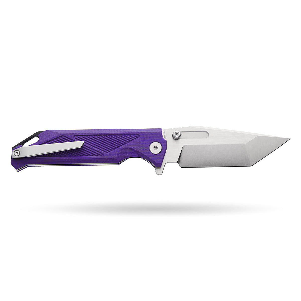 BOONEFORGE Blackshield Premium EDC Fliper & Thumb Stud knife ( 3.94'' Satin 14C28N Blade & Purple G10 Handle ) - BF014A