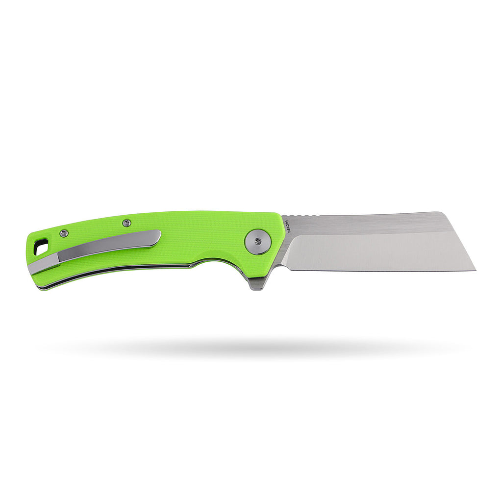 BOONEFORGE Breaker Premium EDC Flipper knife ( 3.34'' Satin 14C28N Blade & Fluorescent green G10 Handle ) - BF903