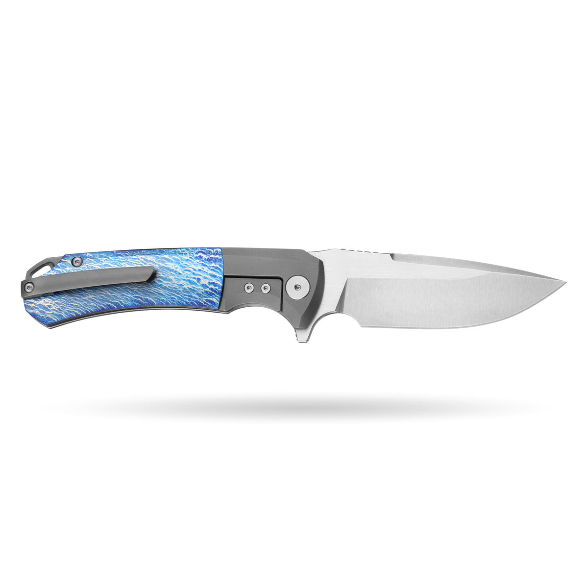 BOONEFORGE Valkyrie Premium EDC Fliper & Thumb Stud knife ( 3.77'' Satin BÖHLER M390 Blade & Grey TC4 Titanium Handle ) - BF054