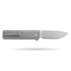 [PRE‑ORDER]BOONEFORGE Stalker Premium EDC Button lock & Flipper knife  ( 3.2" Bead Blasted M390  Blade & Grey TC4 Titanium Handle) - BF003