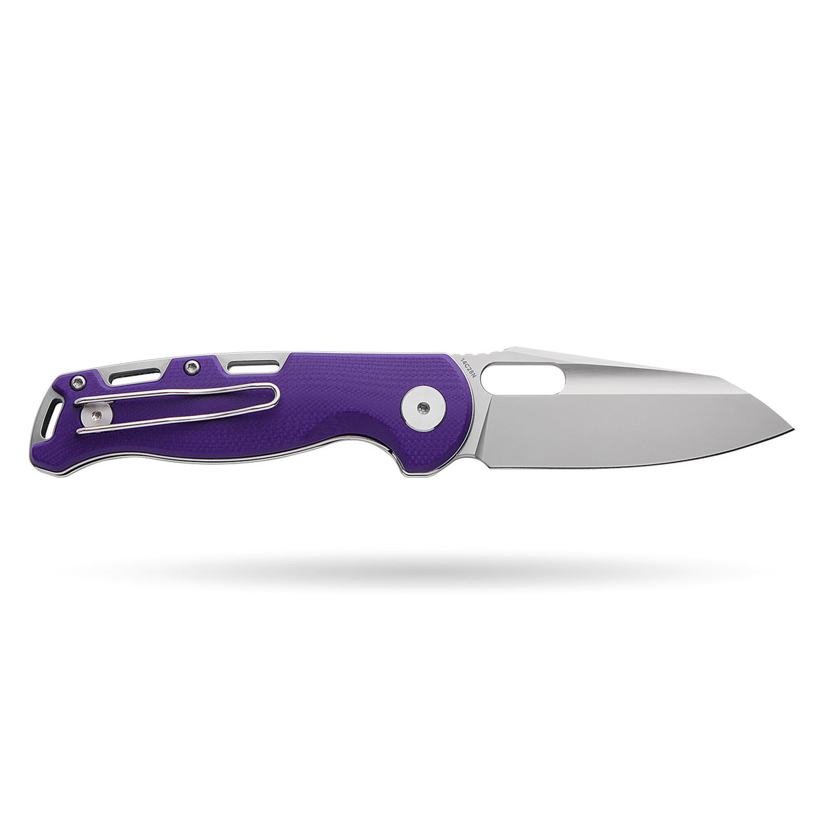 BOONEFORGE Warmark Premium EDC Manual thumb knife ( 3.33'' Bead Blasted 14C28N Blade & Purple G10 Handle) - BF009