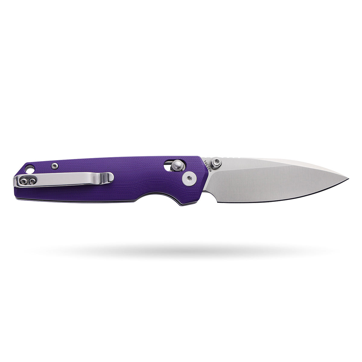 BOONEFORGE Darkedge Premium EDC Crossbar knife ( 3.05'' Satin 14C28N Blade & Purple G10 Handle ) - BF900