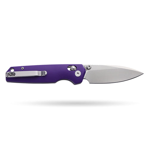 BOONEFORGE Darkedge Premium EDC Crossbar knife ( 3.05'' Satin 14C28N Blade & Purple G10 Handle ) - BF900