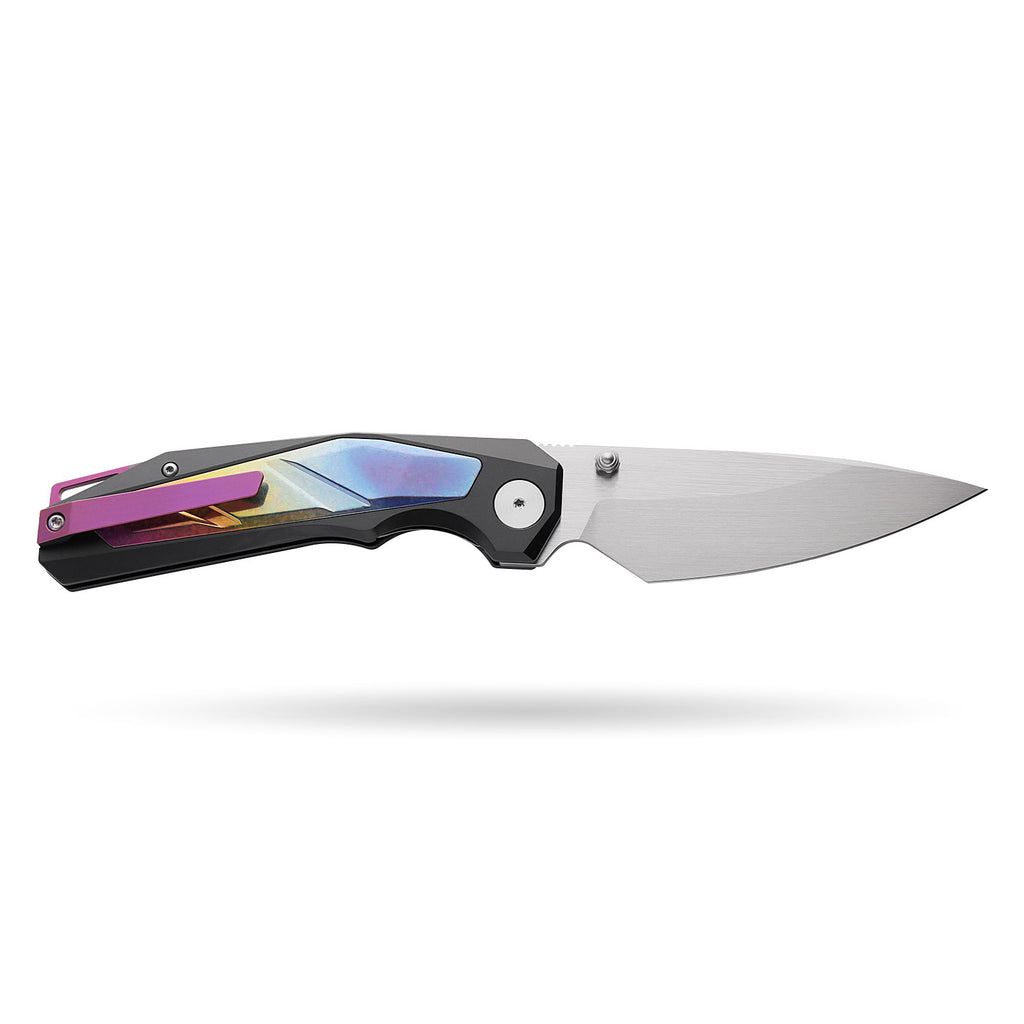 [PRE‑ORDER]BOONEFORGE Wraith Premium EDC Thumb stud knife( 3.93'' Brushed Satin M390 Blade & Black TC4 Titanium Handle ) - BF062