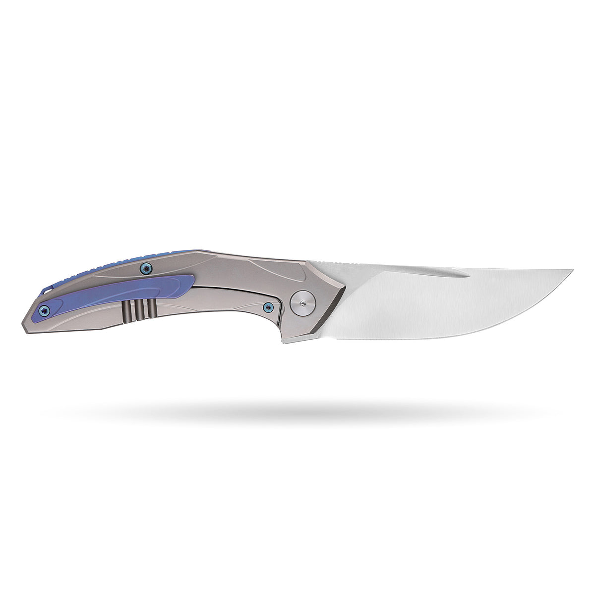 [PRE‑ORDER]BOONEFORGE Titan Premium EDC Fliper & Thumb Stud knife ( 3.54'' Satin M390 Blade & Grey TC4 Titanium Handle ) - BF056