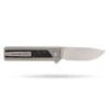 BOONEFORGE Wastelander Premium EDC Button lock & Flipper knife (3.2" Bead Blasted BÖHLER M390 Blade & TC4 Titanium Handle/Carbon Fiber ) - BF001