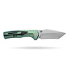 [PRE‑ORDER]BOONEFORGE Bloodfang Premium EDC Thumb stud knife ( 3.41" Bead Blasted M390 Blade & Mint green TC4 Titanium/Carbon Fiber Handle) - BF007
