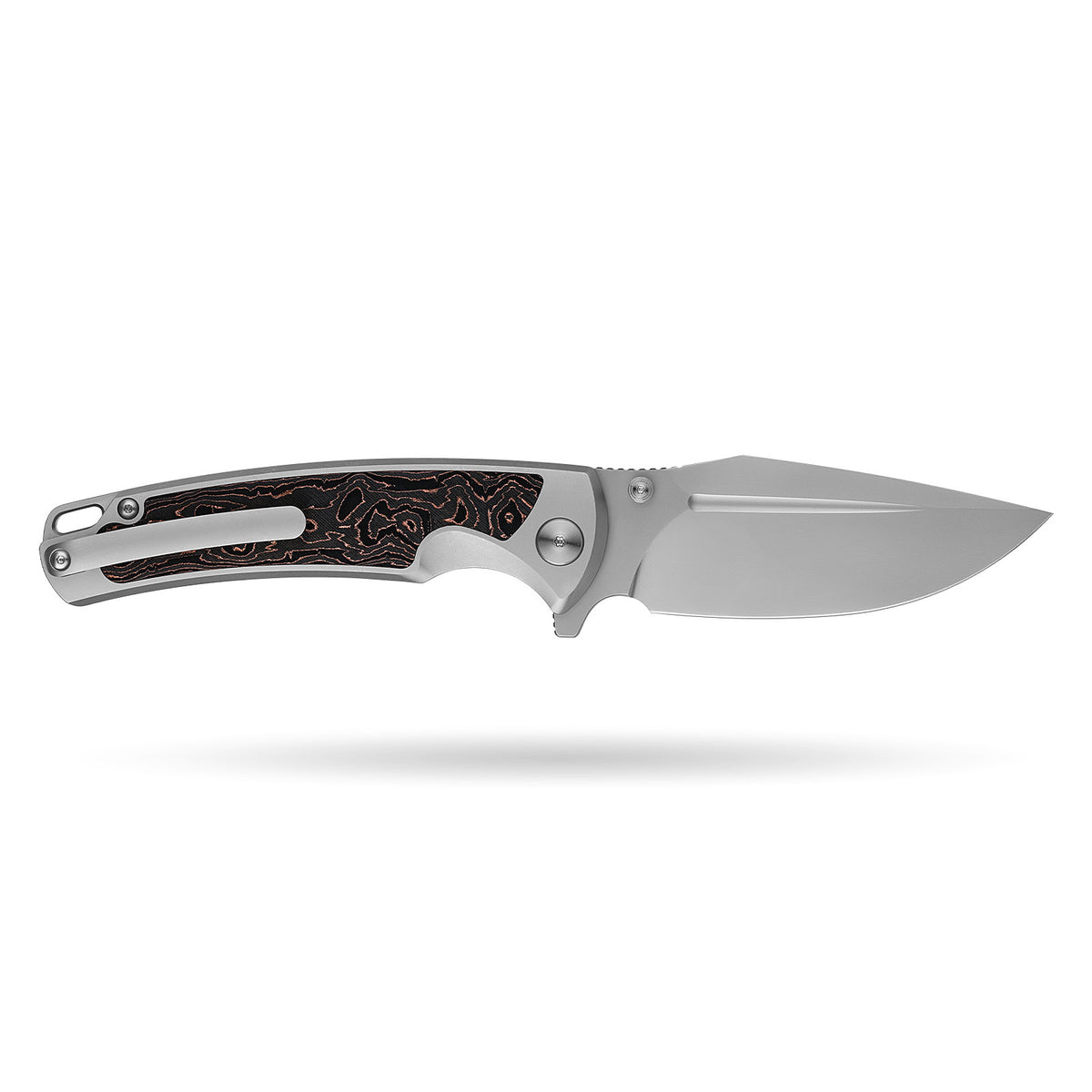[PRE‑ORDER]BOONEFORGE Thunderstrike Premium EDC Fliper & Thumb Stud knife( 3.75'' Bead Blasted M390 Blade & Grey TC4 Titanium Handle ) - BF052