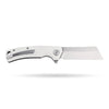 BOONEFORGE Breaker Premium EDC Flipper knife ( 3.34'' Satin 14C28N Blade & White G10 Handle ) - BF903