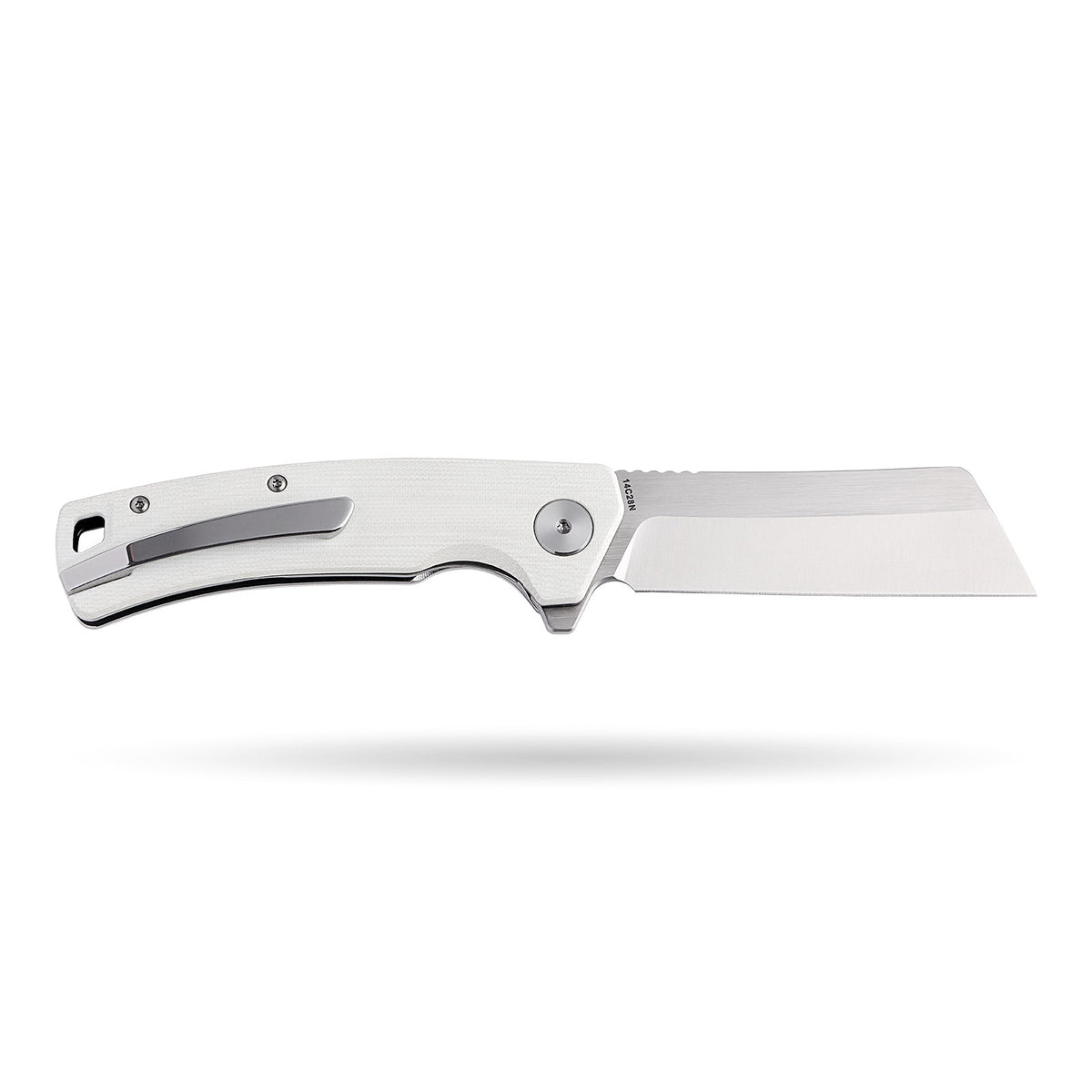 BOONEFORGE Breaker Premium EDC Flipper knife ( 3.34'' Satin 14C28N Blade & White G10 Handle ) - BF903