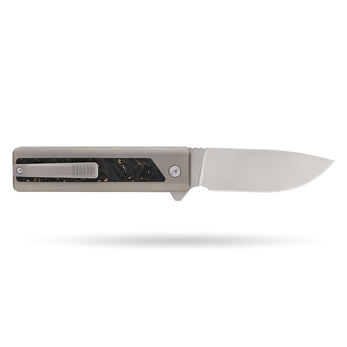 [PRE‑ORDER]BOONEFORGE Wastelander Premium EDC Button lock & Flipper knife (3.2" Bead Blasted M390 Blade & TC4 Titanium Handle/Carbon Fiber ) - BF001