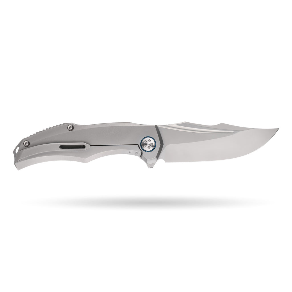 BOONEFORGE Doomsday Premium EDC Flipper knife ( 3.89'' Bead Blasted M390 Blade & Grey TC4 Titanium Handle ) - BF069