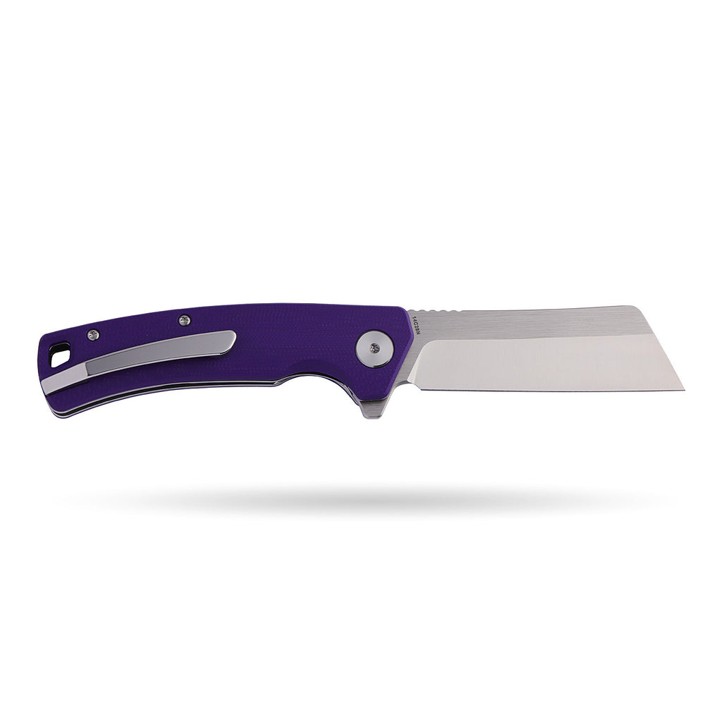 BOONEFORGE Breaker Premium EDC Flipper knife ( 3.34'' Satin 14C28N Blade & Purple G10 Handle ) - BF903