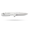 BOONEFORGE Berserker Premium EDC Flipper & Thumb hole knife( 3.07'' Satin 14C28N Blade & White G10 Handle ) - BF072