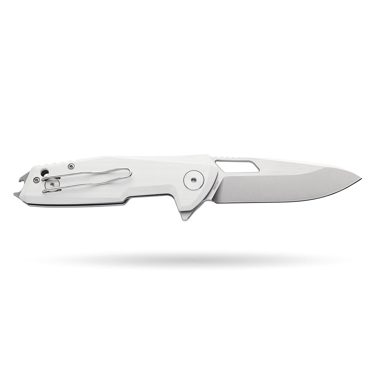 BOONEFORGE Berserker Premium EDC Flipper & Thumb hole knife( 3.07'' Satin 14C28N Blade & White G10 Handle ) - BF072