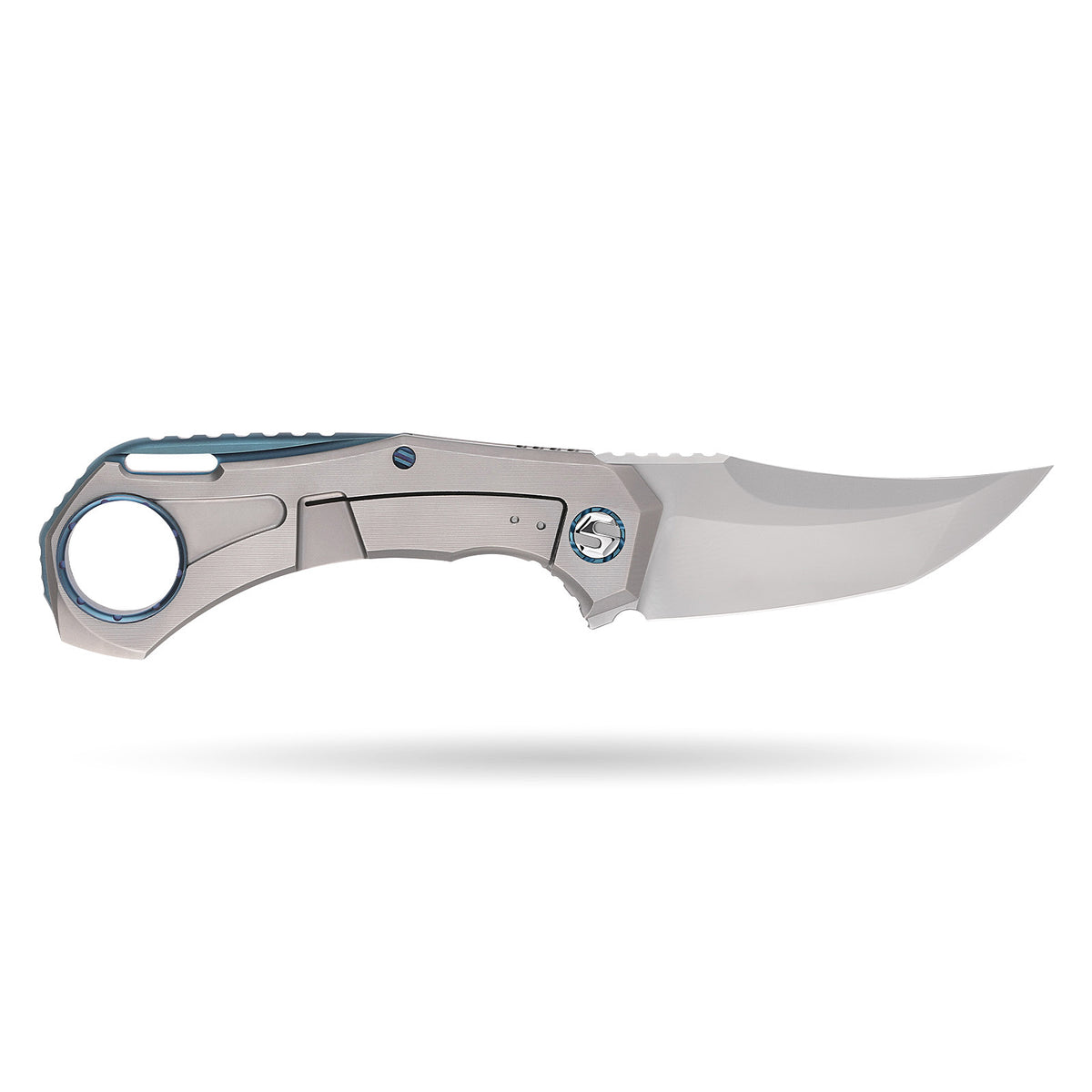 BOONEFORGE Stormwrath Premium EDC Flipper knife ( 3.49'' Bead Blasted M390 Blade & Grey TC4 Titanium Handle ) - BF071