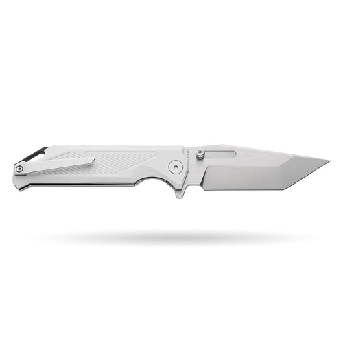 BOONEFORGE Blackshield Premium EDCFliper & Thumb Stud knife ( 3.94'' Satin 14C28N Blade & White G10 Handle ) - BF014A
