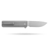BOONEFORGE Stalker Premium EDC Button lock & Flipper knife  ( 3.2" Bead Blasted BÖHLER M390  Blade & Grey TC4 Titanium Handle) - BF003