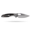 [PRE‑ORDER]BOONEFORGE Huntscar Premium EDC Button lock & Thumb hole knife ( 3.38'' Bead Blasted BÖHLER M390  Blade & Grey TC4 Titanium/Carbon Fiber Handle) - BF008