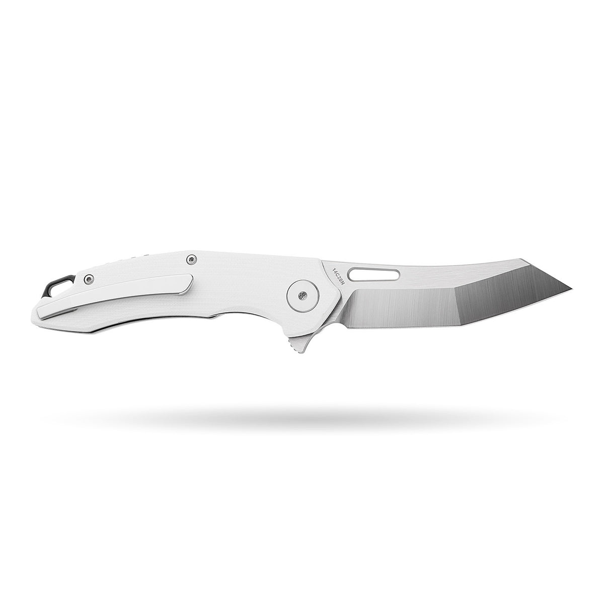 BOONEFORGE Sentinel Premium EDC Flipper & Thumb hole knife ( 3.34'' Satin 14C28N Blade & White G10 Handle ) - BF904