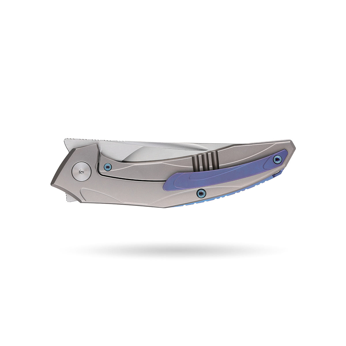 [PRE‑ORDER]BOONEFORGE Titan Premium EDC Fliper & Thumb Stud knife ( 3.54'' Satin M390 Blade & Grey TC4 Titanium Handle ) - BF056