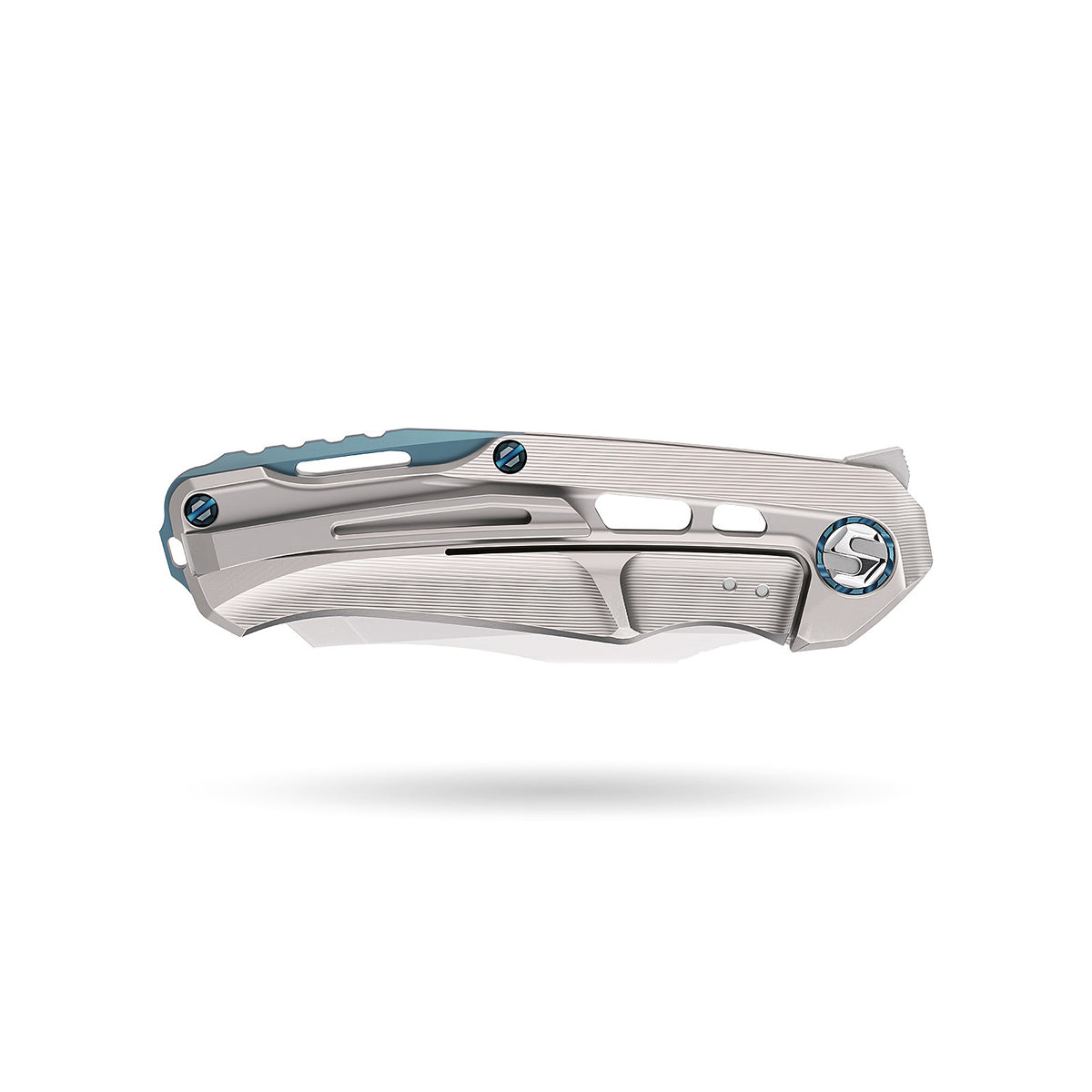 [PRE‑ORDER]BOONEFORGE Reaper Premium EDC Flipper knife  ( 3.43'' Bead Blasted M390 Blade & Grey TC4 Titanium Handle ) - BF070