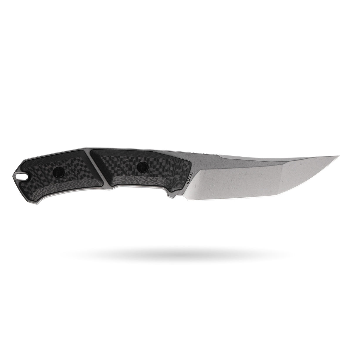 BOONEFORGE Edge Premium EDC Fixed blade knife ( 4.02'' Bead Blasted Stonewash 14C28N Blade & Black Carbon Fiber Handle ) - FD050