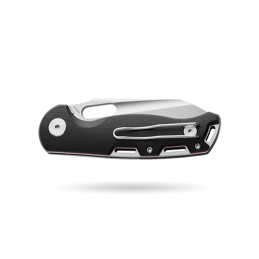 BOONEFORGE Warmark Premium EDC Manual thumb knife ( 3.33'' Bead Blasted 14C28N Blade & Black G10 Handle) - BF009