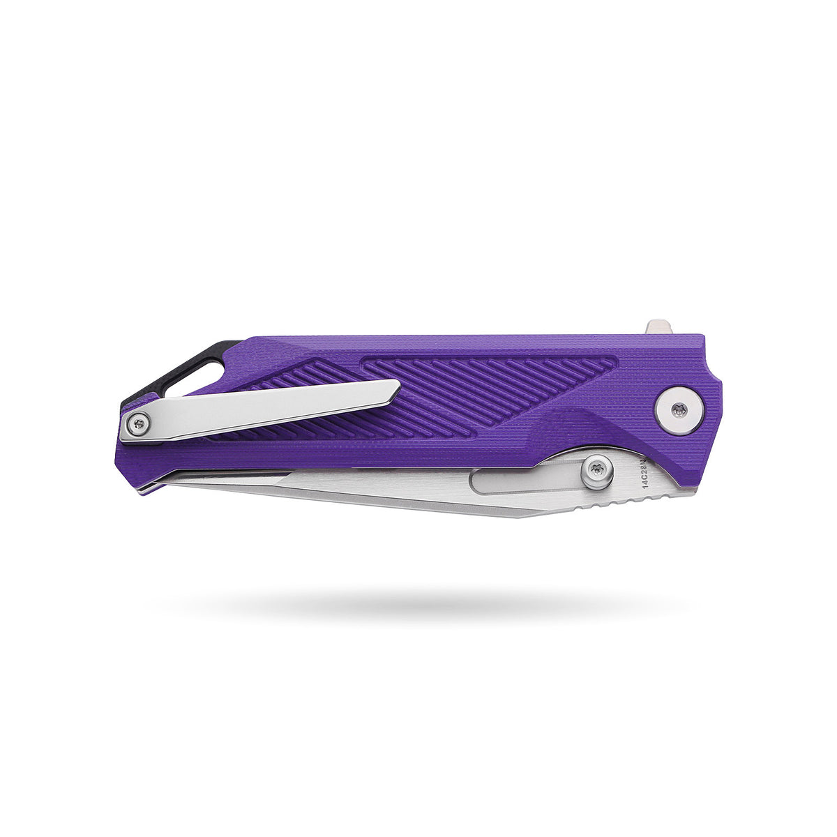 BOONEFORGE Blackshield Premium EDC Fliper & Thumb Stud knife ( 3.94'' Satin 14C28N Blade & Purple G10 Handle ) - BF014A