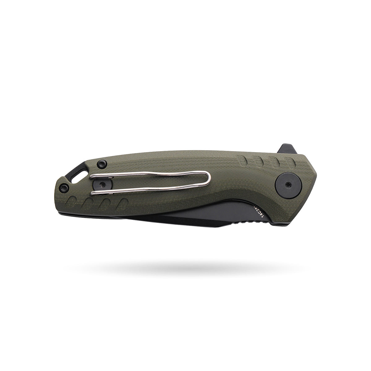 BOONEFORGE Nightvein Premium EDC Flipper knife (3.39'' Black Titanium Plated 14C28N Blade & Army green G10 Handle) - BF011