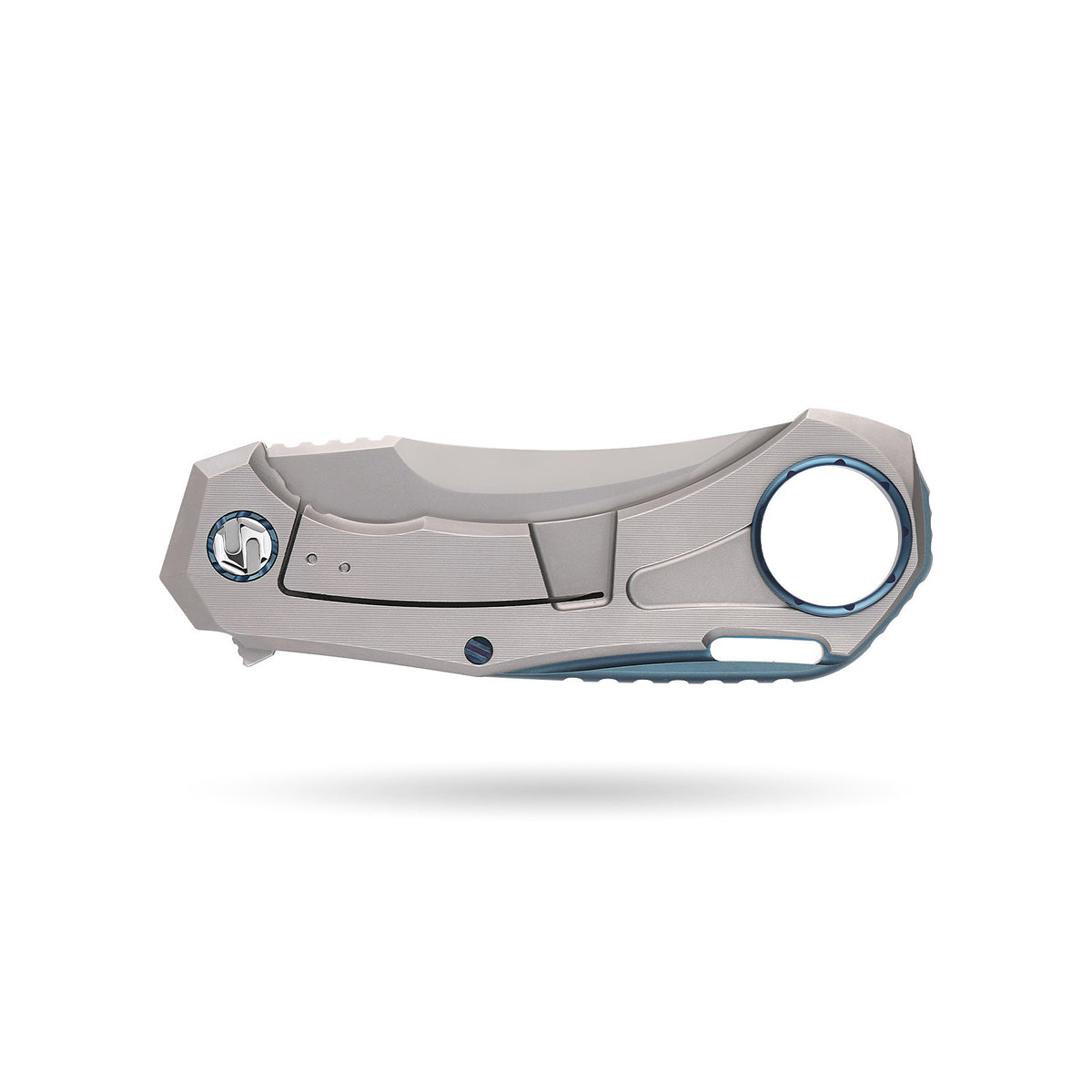 BOONEFORGE Stormwrath Premium EDC Flipper knife ( 3.49'' Bead Blasted BÖHLER M390 Blade & Grey TC4 Titanium Handle ) - BF071