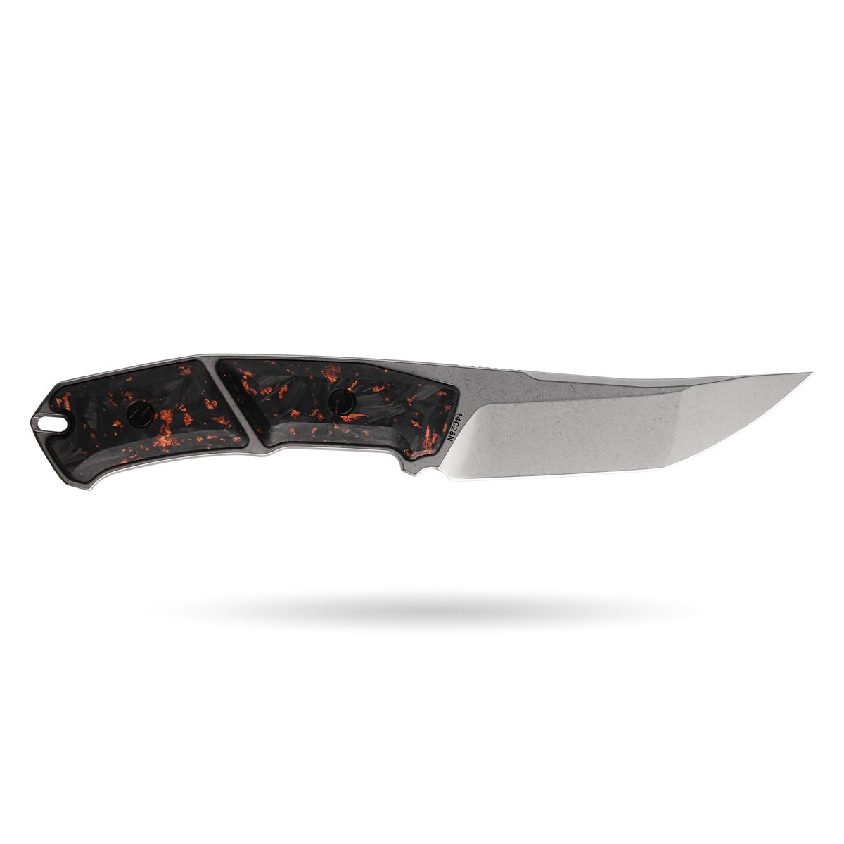BOONEFORGE Edge Premium EDC Fixed blade knife ( 4.02'' Bead Blasted Stonewash 14C28N Blade & Golden Carbon Fiber Handle ) - FD050