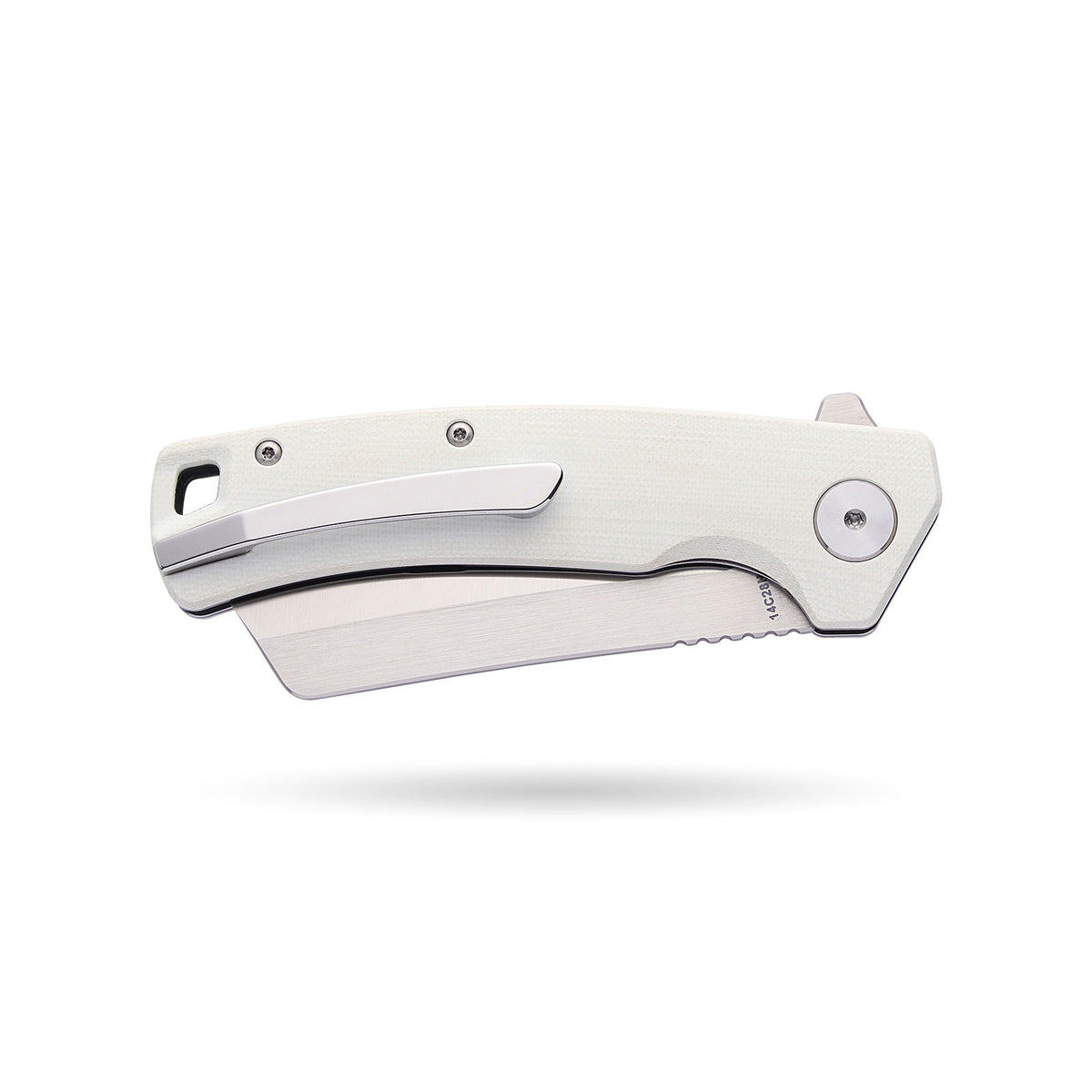 BOONEFORGE Breaker Premium EDC Flipper knife ( 3.34'' Satin 14C28N Blade & White G10 Handle ) - BF903