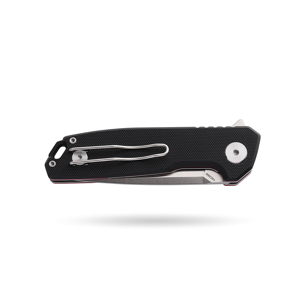 BOONEFORGE Steelwrath Premium EDC Flipper knife  ( 3.23'' Satin 14C28N Blade & Black G10 Handle) - BF010
