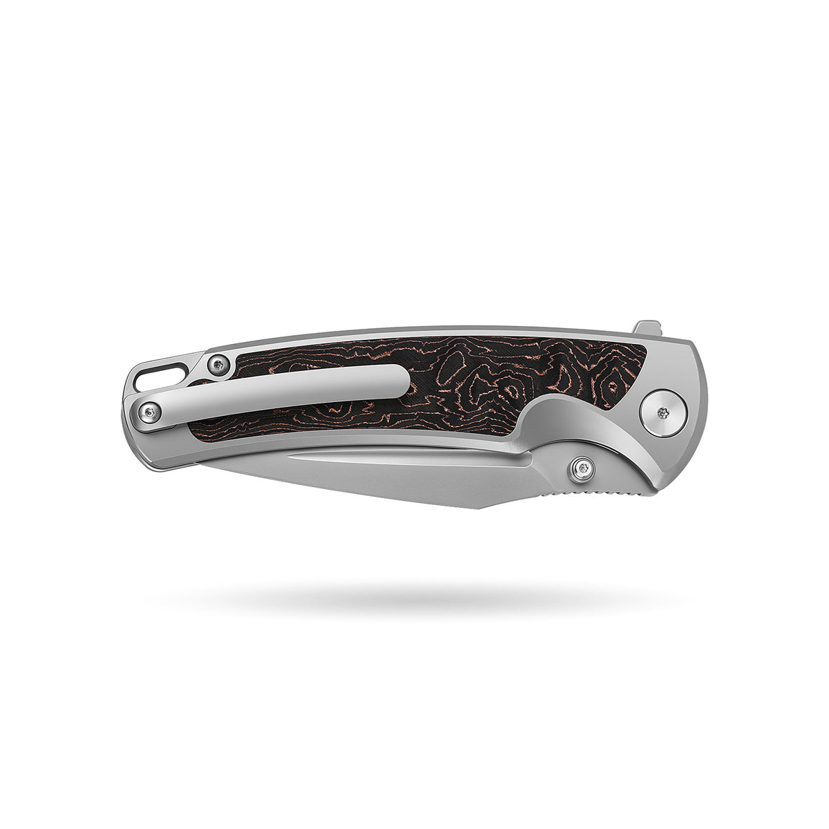 [PRE‑ORDER]BOONEFORGE Thunderstrike Premium EDC Fliper & Thumb Stud knife( 3.75'' Bead Blasted M390 Blade & Grey TC4 Titanium Handle ) - BF052