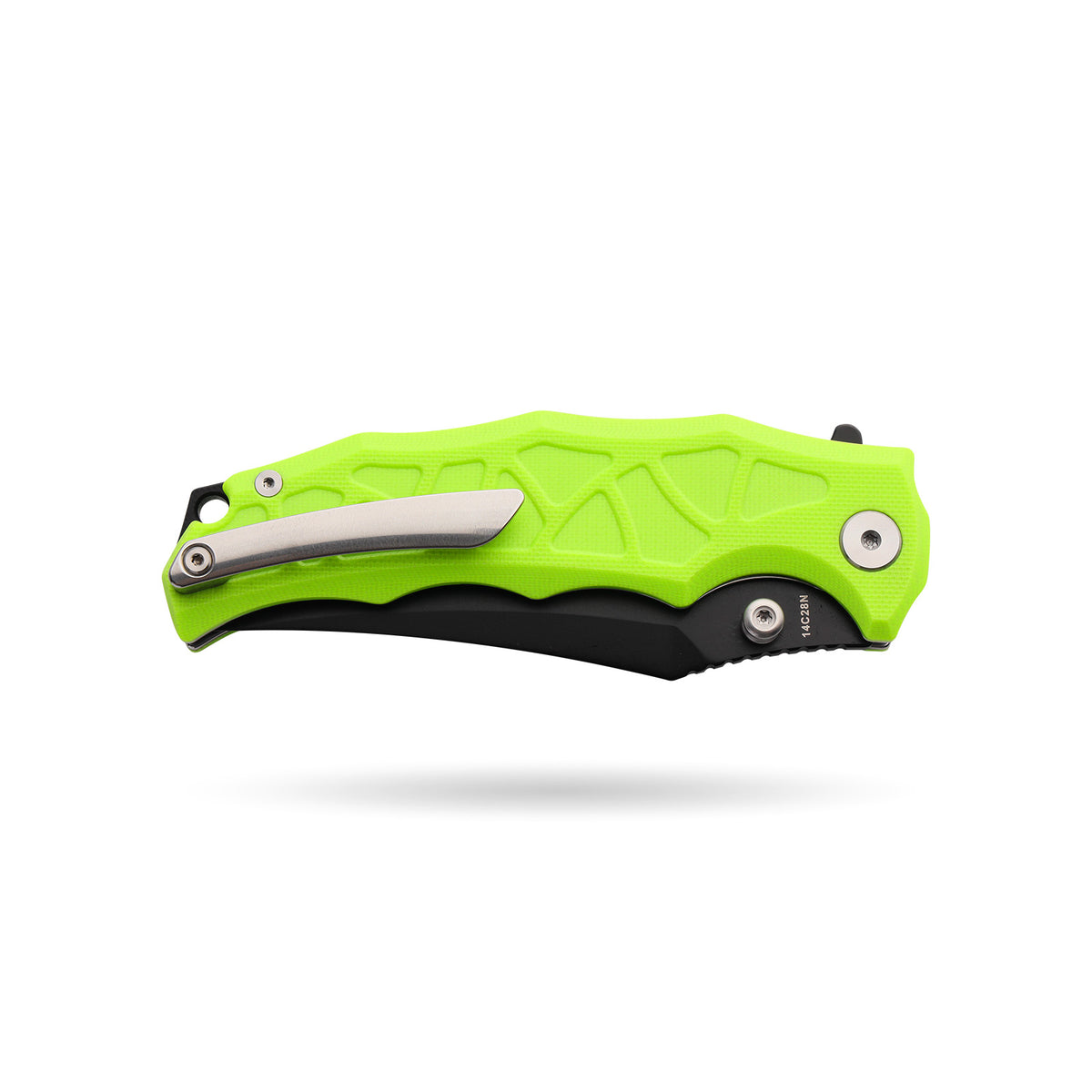 BOONEFORGE Ironstrider Premium EDC Fliper & Thumb Stud knife(3.81'' Black Titanium Plated 14C28N Blade & Fluorescent green G10 Handle ) - BF013A