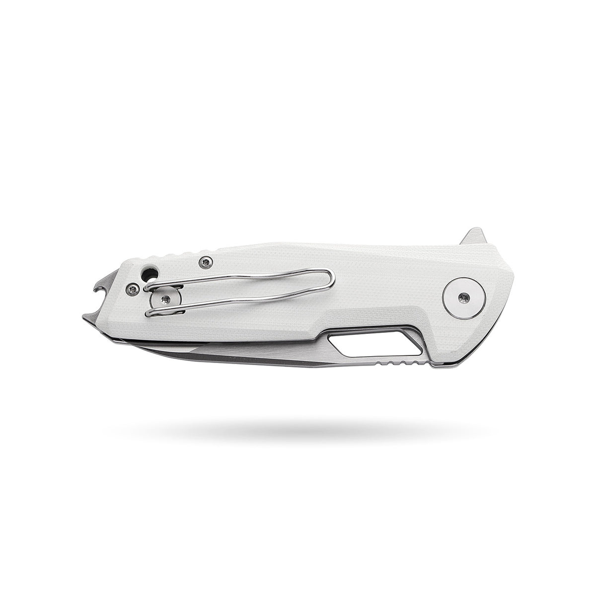 BOONEFORGE Berserker Premium EDC Flipper & Thumb hole knife( 3.07'' Satin 14C28N Blade & White G10 Handle ) - BF072