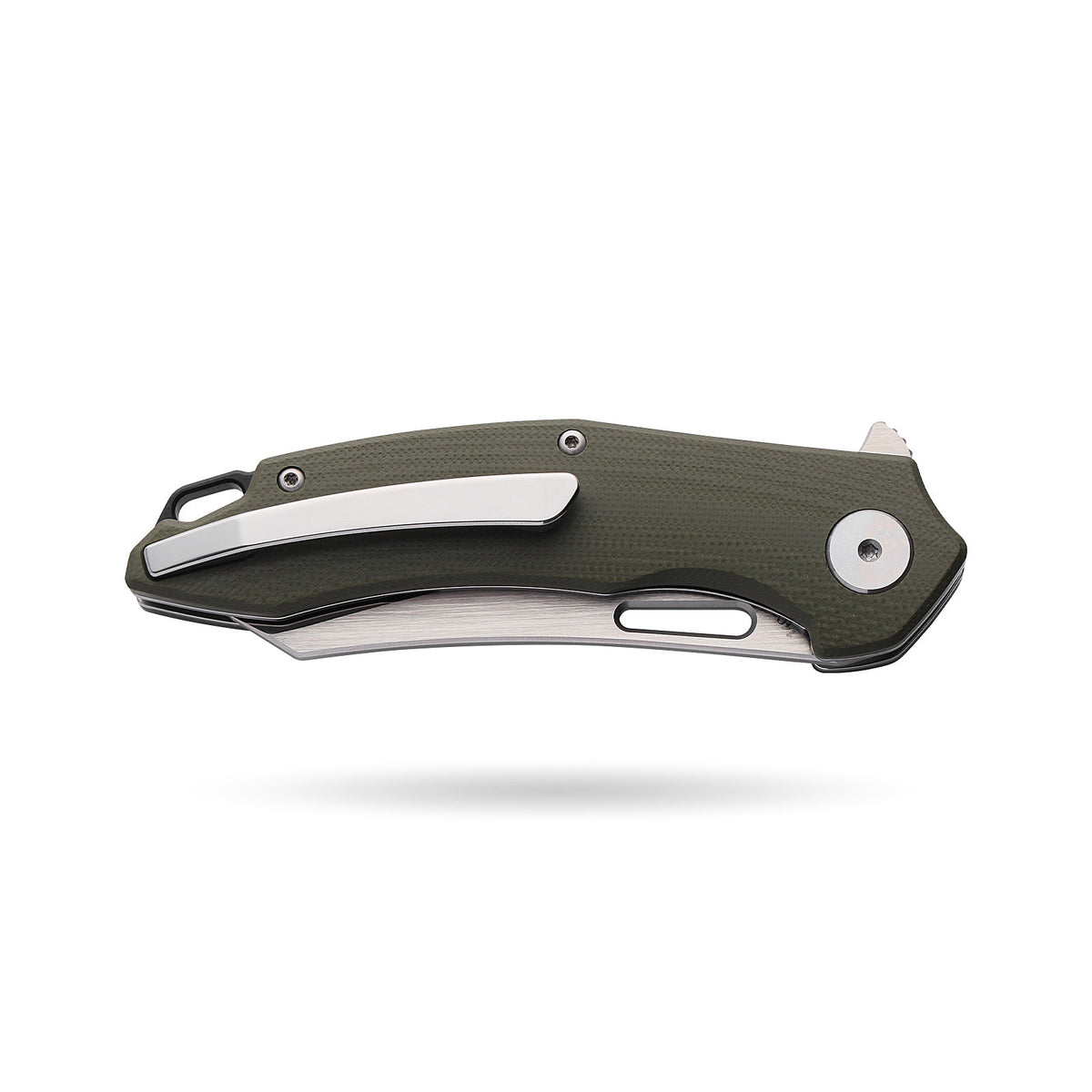 BOONEFORGE Sentinel Premium EDC Flipper & Thumb hole knife ( 3.34'' Satin 14C28N Blade & Army green G10 Handle ) - BF904