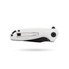 BOONEFORGE Nightvein Premium EDC Flipper knife (3.39'' Black Titanium Plated 14C28N Blade & White G10 Handle) - BF011