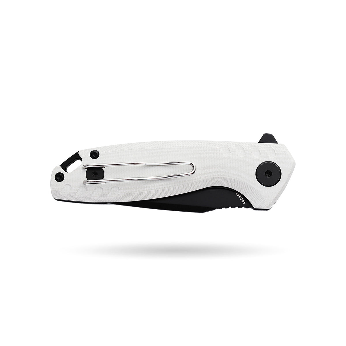 BOONEFORGE Nightvein Premium EDC Flipper knife (3.39'' Black Titanium Plated 14C28N Blade & White G10 Handle) - BF011